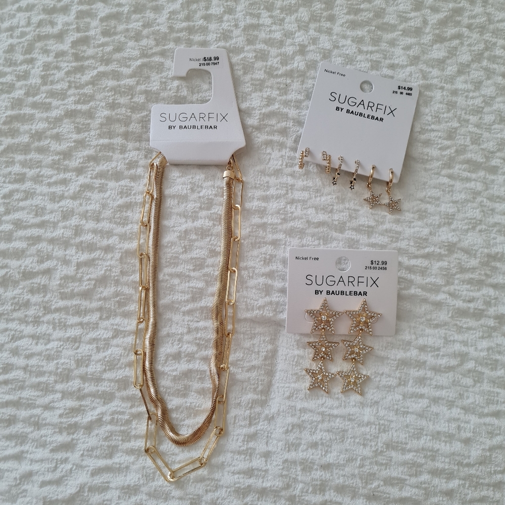 SUGARFIX BY BAUBLEBAR SET OF 3 PC BUNDLE, GOLD. NWT